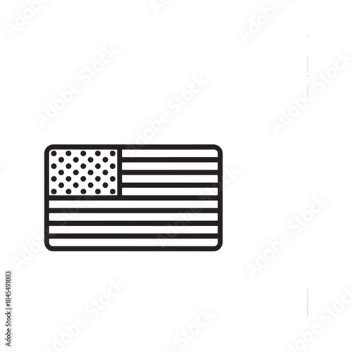 Simple graphic illustration of the american flag with a black and white style