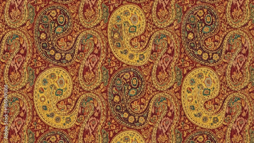 Intricate Paisley Pattern Seamless Textile Design.