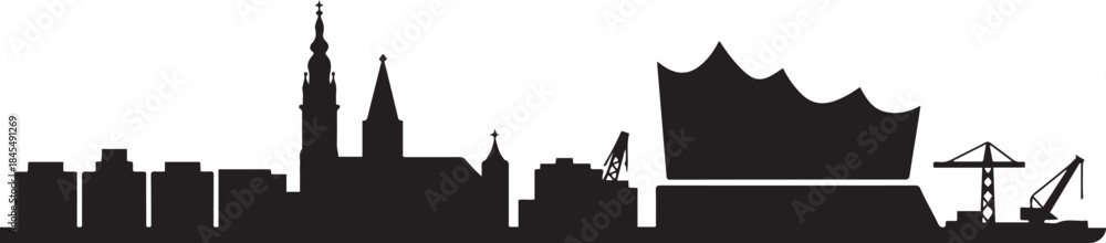 Fototapeta premium Hamburg. The city skyline. design Vector black silhouette