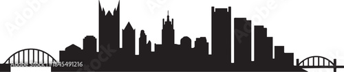 Vector silhouette illustration of Pittsburgh City urban skyline. design Vector black silhouette