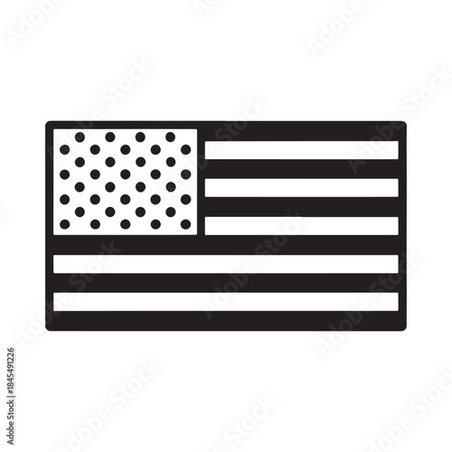 A simple black and white illustration depicting the american flag design