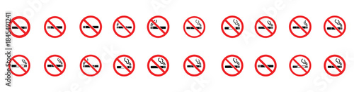 No Smoking Prohibition Icons Set