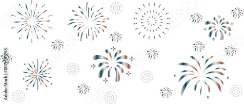 golden texture Fireworks banner. Festive fireworks with brightly shining sparks. New Year's Eve fireworks. Multicolored fireworks on isolated transparent background