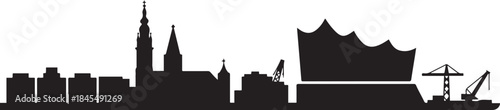 Hamburg. The city skyline. design Vector black silhouette