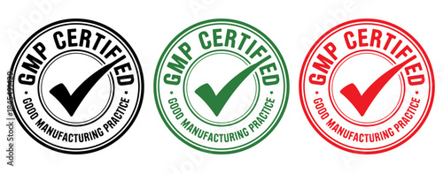 Good Manufacturing Practice certified stamp, GMP (Good Manufacturing Practice) certified  badge,  Good Manufacturing Practice certified  