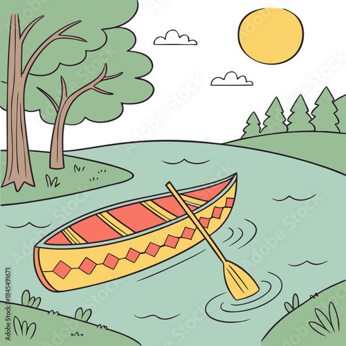 autumn landscape with a boat