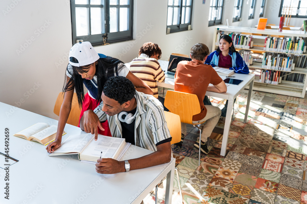 custom made wallpaper toronto digitalMultiethnic students group collaborating and studying in library
