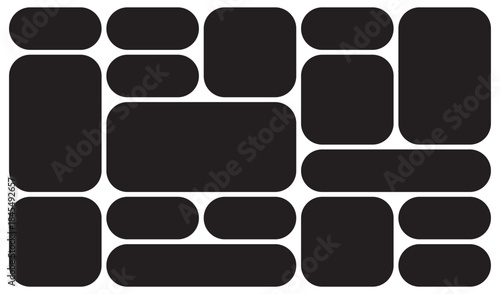 Bento grid pattern black color minimal geometric modern frame style. Metaball y2k template for ui, web, app shop