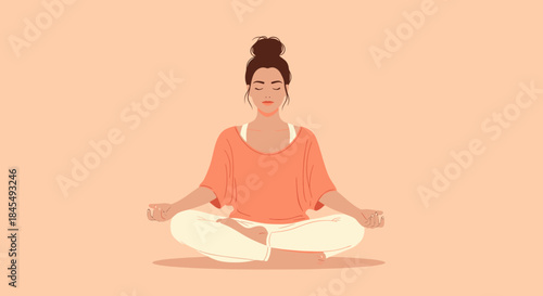 Woman meditating in lotus pose with eyes closed