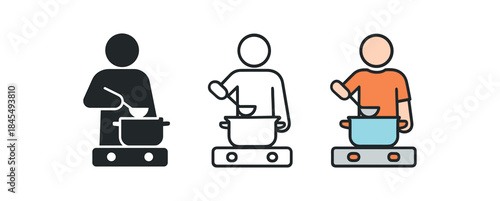 daily routine person cooking simple meal on stove