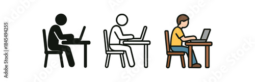 daily routine person sitting at dining table with laptop