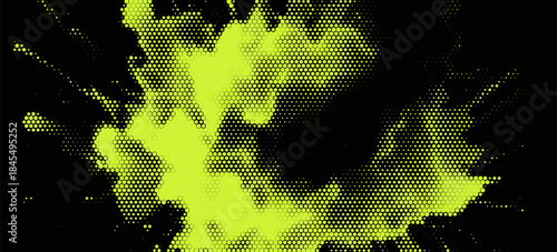 Punk grange background with acid green motion light effect. 90s rave aesthetics. Vector overlay surface.