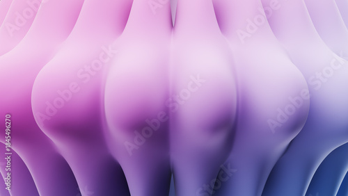 3d rendering of abstract shapes with smooth curves and a gradient of pink and blue colors