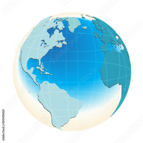 World globes maps  Europe, Asia, North and South America, Oceania, Africa globe maps. Earth globe icons isolated on blue background. Vector illustration.