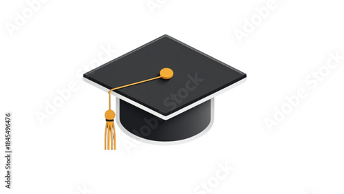Graduation black cap on white background