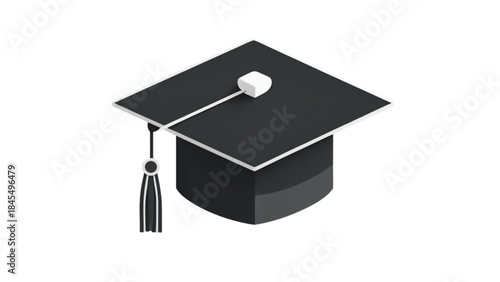 Graduation black cap on white background
