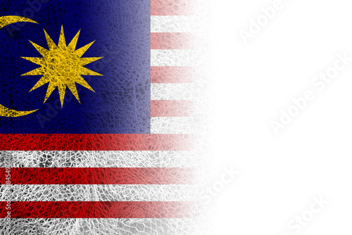 White background with Malaysian flag on fishing net