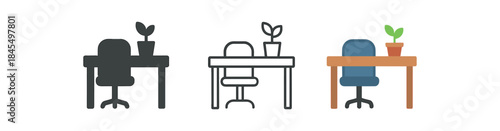 mindful work desk with single plant pot