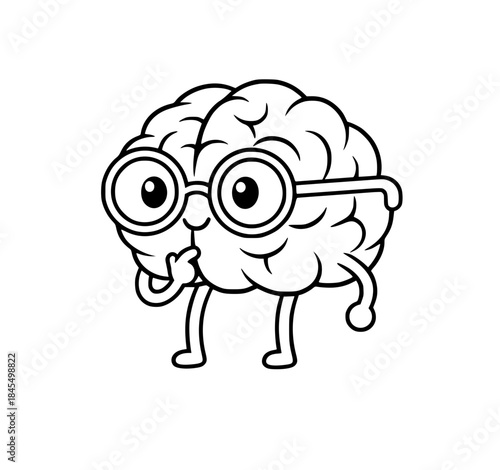 Cartoon Brain Mascot with Glasses and Legs. Cute Vector Character for Education, Psychology, Learning Apps, Scientific Research, or Smart Idea Branding Generative AI