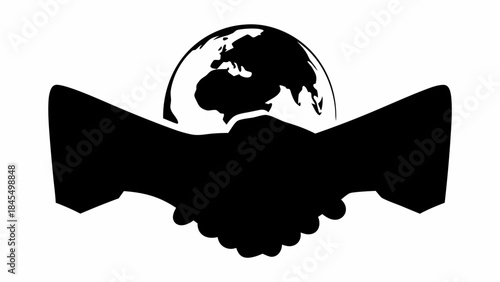 Global business partnership handshake with earth background