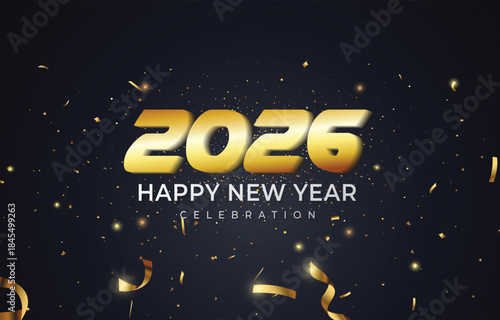 happy new year 2026 celebration template banner with shiny sparkle