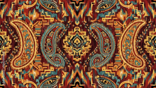 Intricate Paisley Pattern with Geometric Accents.