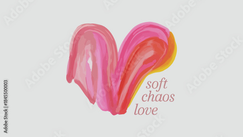 Vibrant abstract heart illustration with soft chaos theme on light background expresses love and emotion through maximalist artistic style