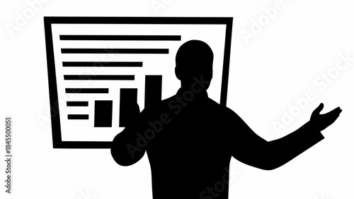 Businessman presenting data on screen in professional setting