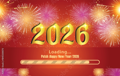 new year 2026 background with shiny luxury text and fireworks