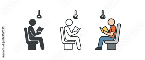 mindful commuting person with book metro