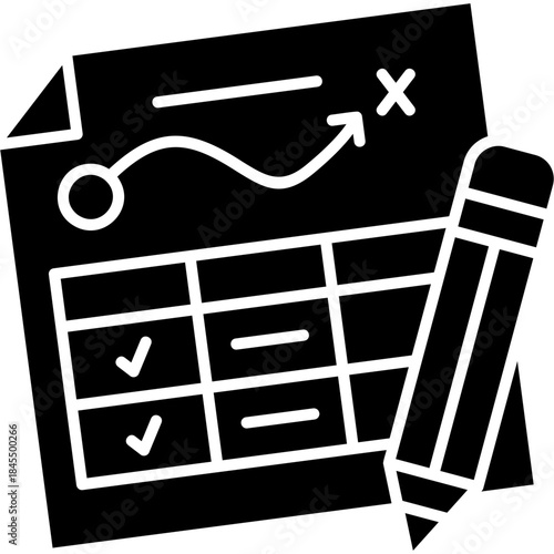 Glyph Solid Action Plan Icon