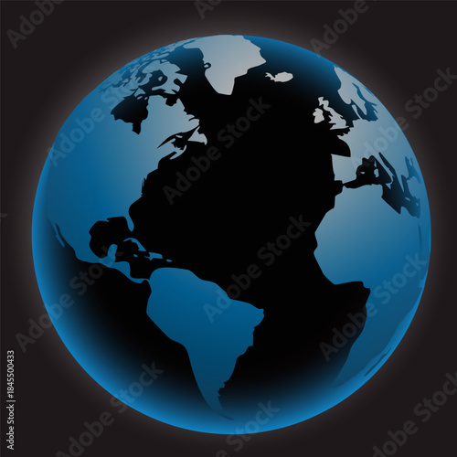 World globes maps  Europe, Asia, North and South America, Oceania, Africa globe maps. Earth globe icons isolated on blue background. Vector illustration.