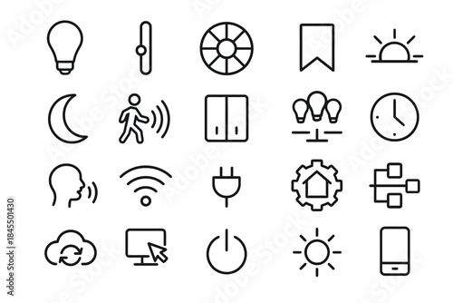 Minimalistic line icons for technology and smart home concepts