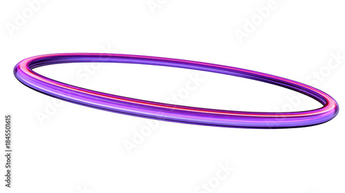 Glowing neon ring with vibrant purple and pink light effect, futuristic circular shape, isolated on transparent background, modern digital design, energetic and dynamic style