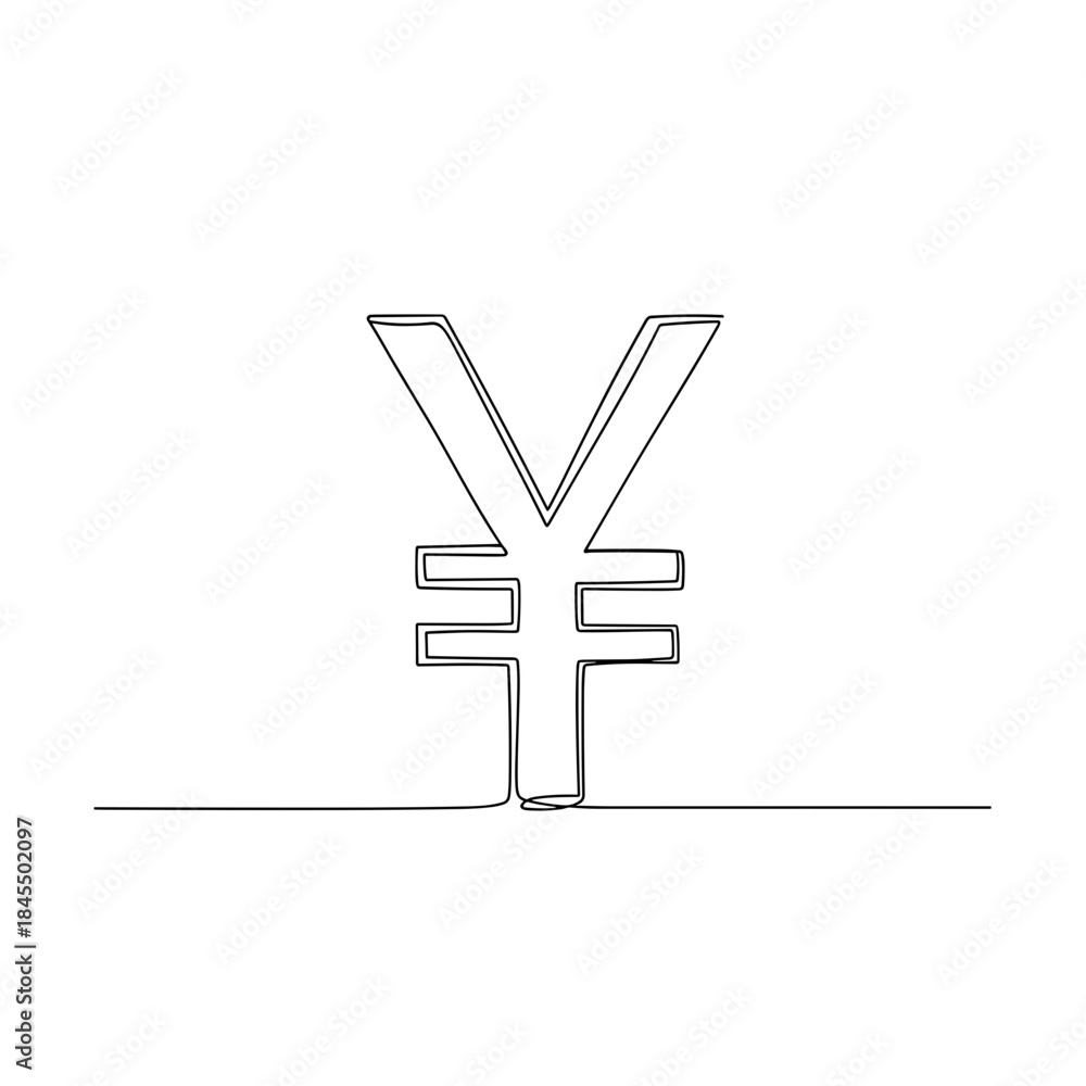 Obraz premium Vector illustration of a yen symbol in a minimalist style with line art
