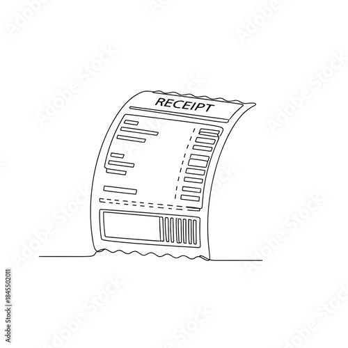 Vector illustration of a receipt in a minimalist style with line art
