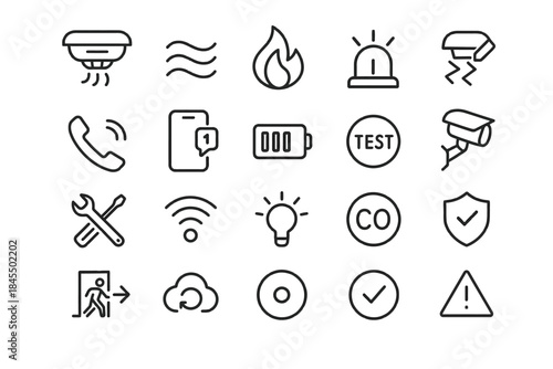 Essential home safety and device icons collection for modern living