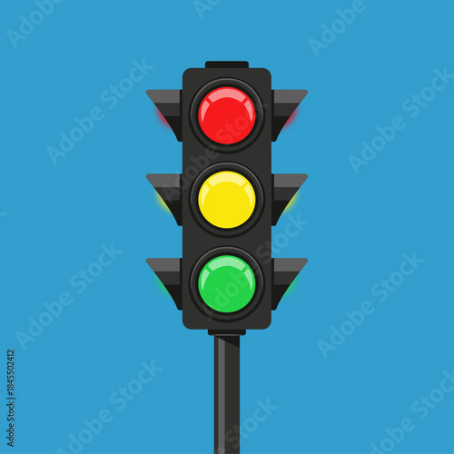 Traffic Light Flat Vector Illustration