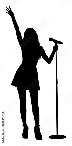 Female Singer Silhouette with Microphone