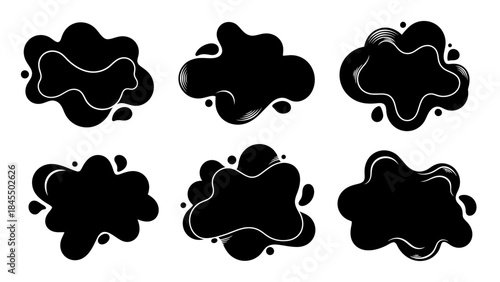 Abstract black shapes set design elements for creative graphic projects