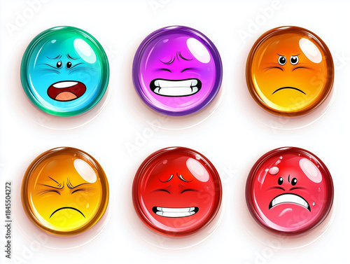 Cartoon expression bubbles showing negative emotions and feelings