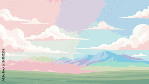 landscape with clouds and mountains