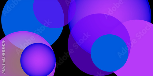 Abstract geometric fluid blue purple color gradient on black background. Trendy design graphics used for wallpaper screen tablet and phone. Dark mode.