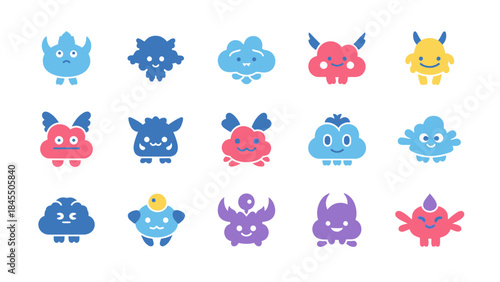 Wallpaper Mural Colorful vector illustrations of various cute cartoon characters on white Torontodigital.ca