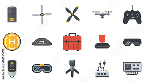 Drone equipment set battery propellers remote goggles and control devices