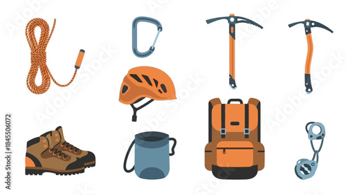 Essential climbing equipment collection for adventure and outdoor activities