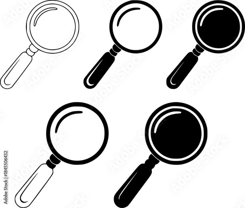 Collection of Magnifying Glass Icons Outline and Silhouette Styles