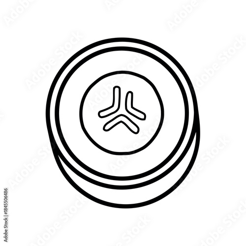 Black outline doodle of a banana slice, simple line art vector cross-section, ideal for a coloring book or minimalist food icon.