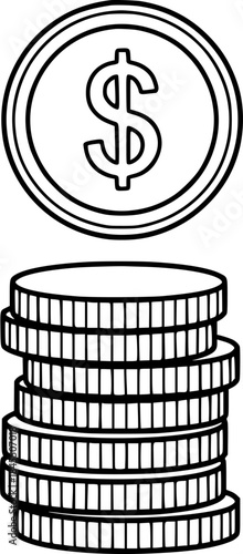 Stack of Dollar Coins with a Single Coin Above