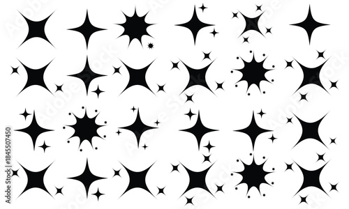 Twinkle star con set. Christmas stars vector icon set, shine vector on white background. Vector illustration. 